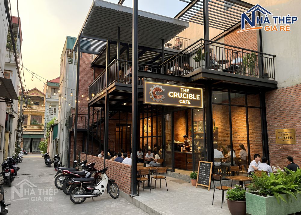 Tại sao nên thi công quán cafe khung thép? Xu hướng thiết kế quán cafe hiện đại, tiết kiệm chi phí