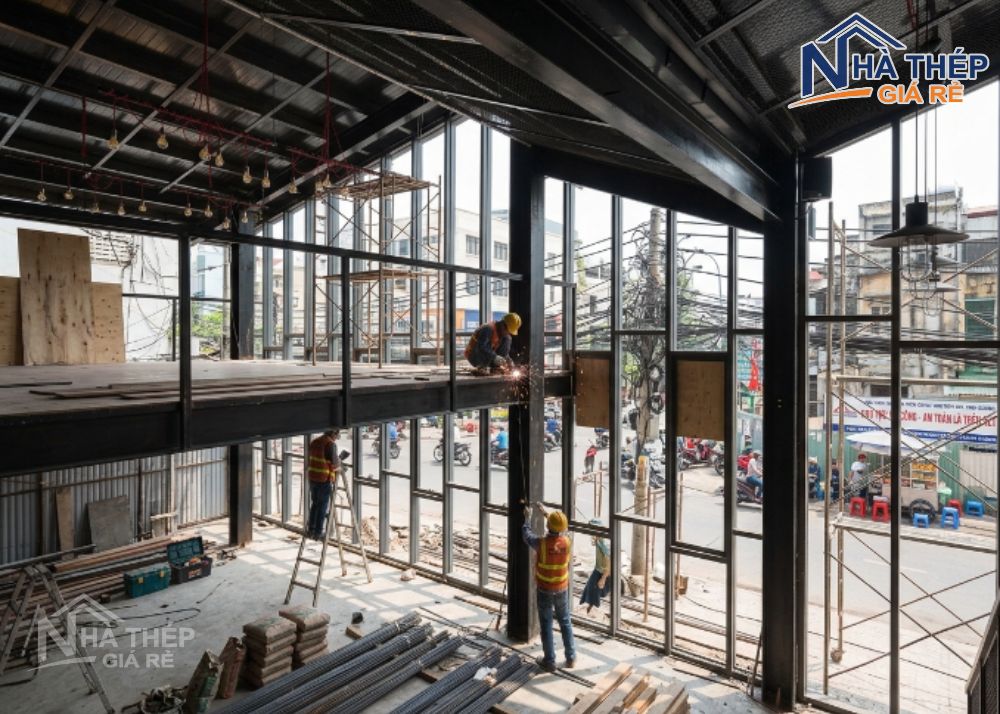 Đơn vị thi công nhà hàng khung thép trọn gói, uy tín, giá rẻ