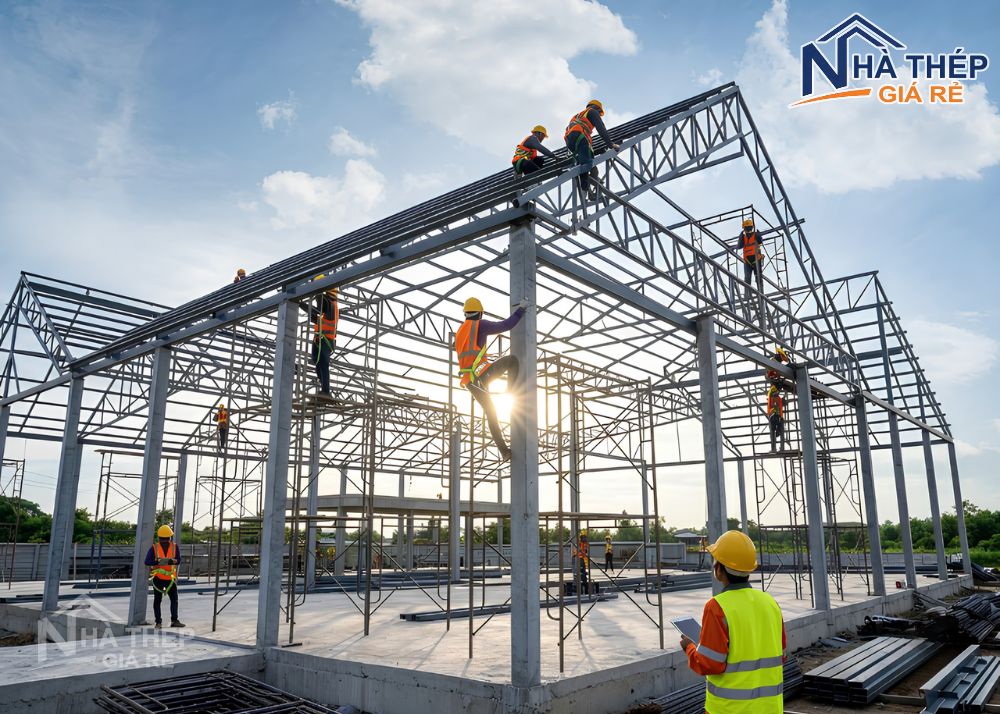 Thi công nhà kho thép tiền chế có lâu không? Tìm hiểu quy trình thi công nhà kho khung thép