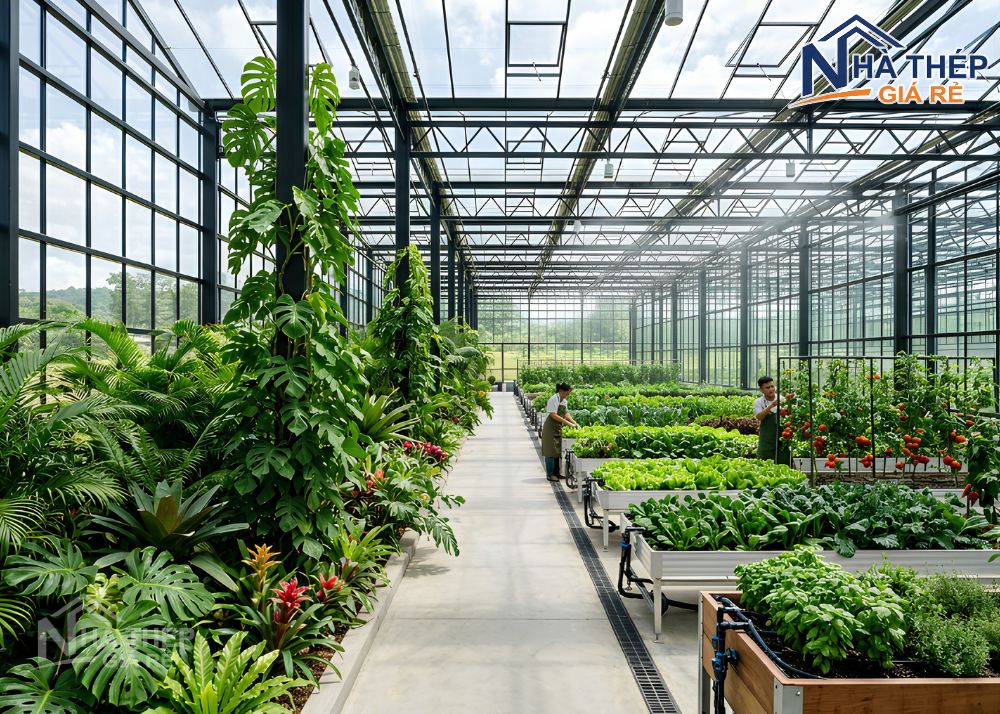Đơn vị thi công nhà kính khung thép trọn gói giá rẻ, uy tín