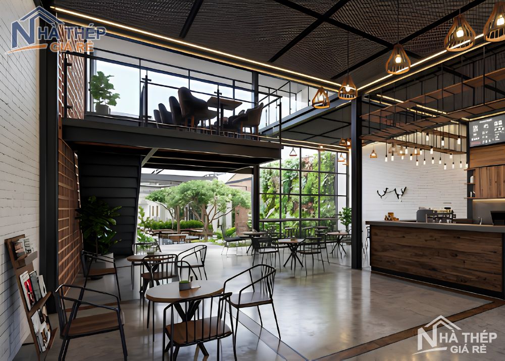 thi công quán cafe khung thép