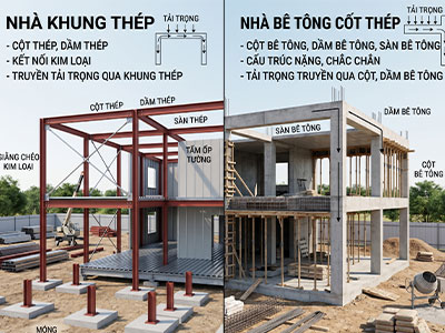 So sánh nhà khung thép và nhà bê tông: Đâu là giải pháp xây dựng phù hợp?