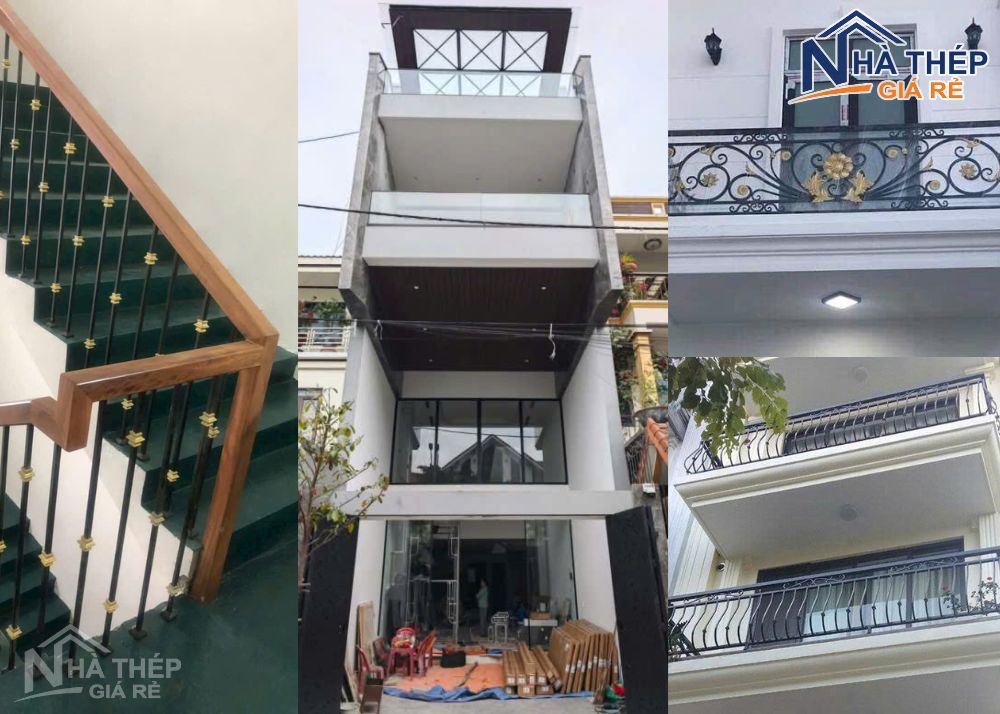 Dự án xây nhà kết hợp khung thép I300 với 4 tầng hiện đại, bền vững