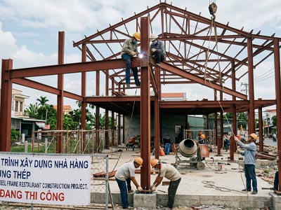Thi Công Nhà Hàng Khung Thép Giá Rẻ