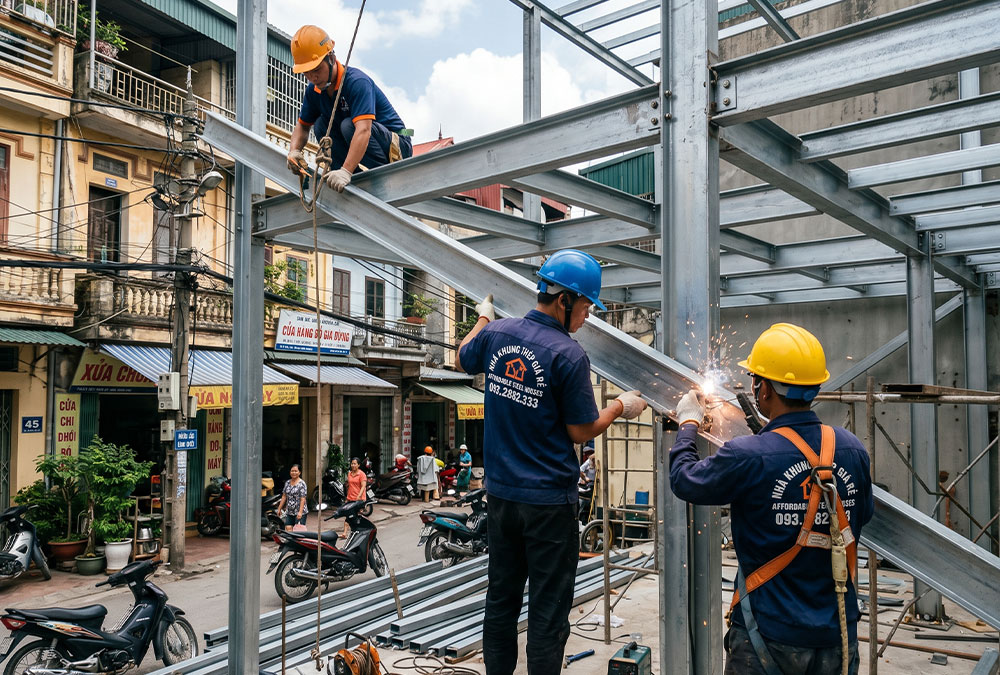 Kinh nghiệm thi công nhà khung thép tiết kiệm chi phí