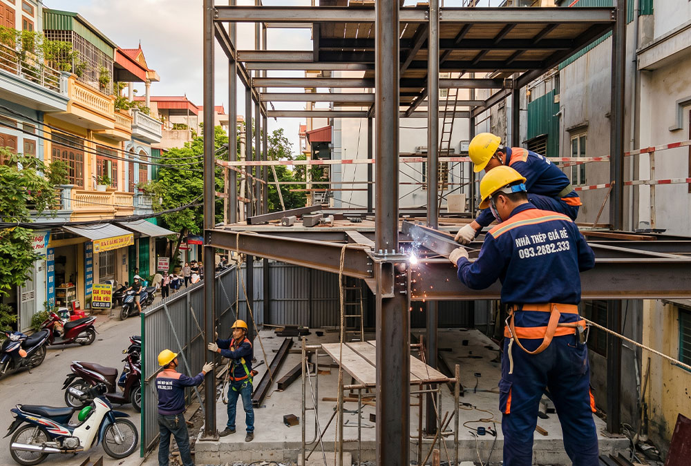 Kinh nghiệm thi công nhà khung thép tiết kiệm chi phí