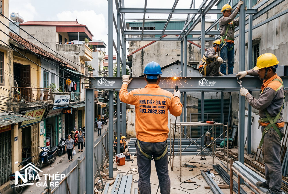 Kinh nghiệm thi công nhà khung thép tiết kiệm chi phí
